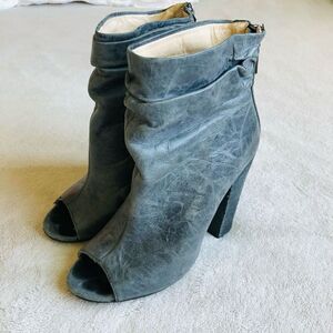 Chinese Laundry by Kristin Cavallari Grey Leather Liam Peep Toe Bootie